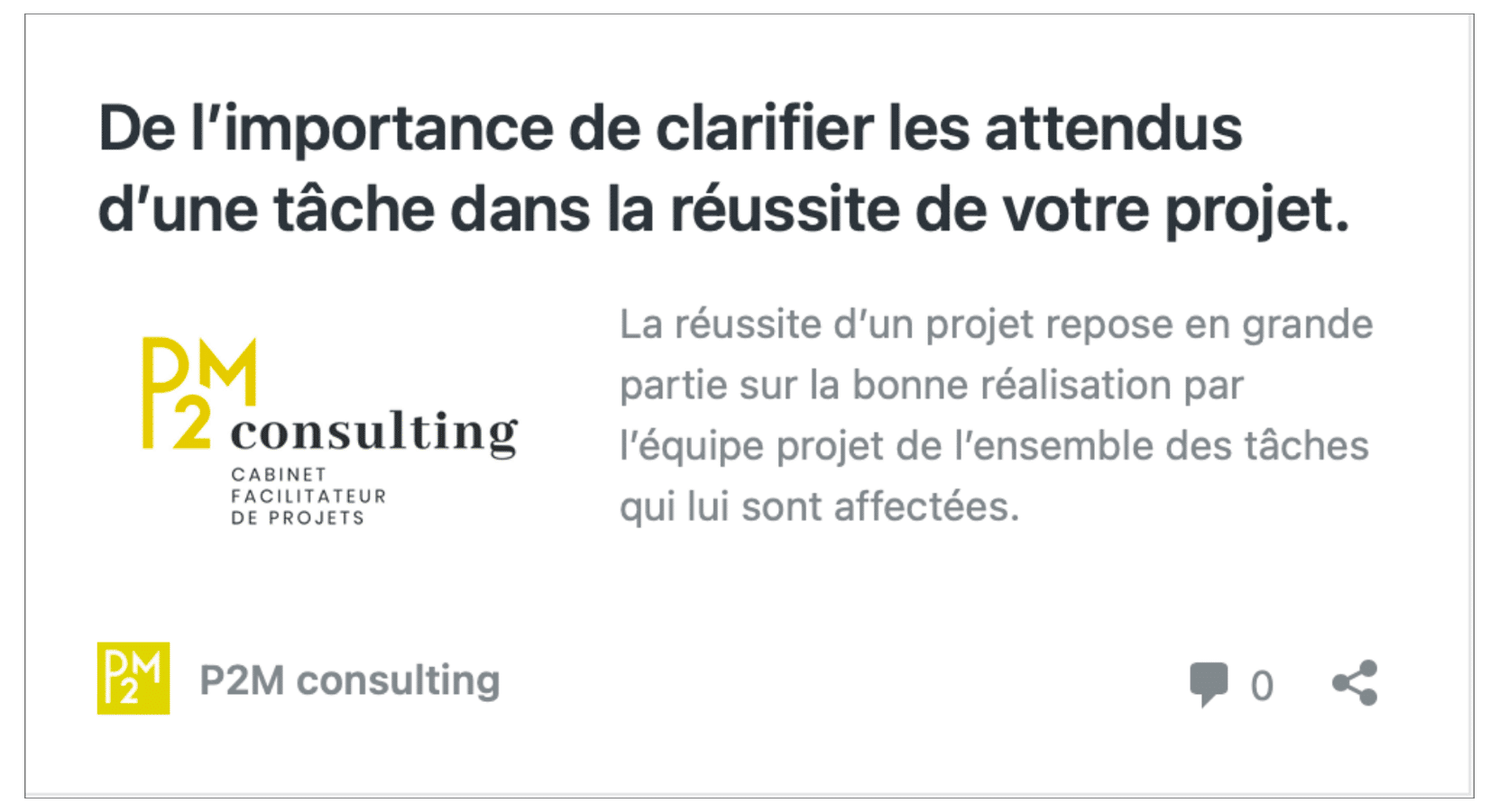 Article sur la méthode RACI par P2M Consulting