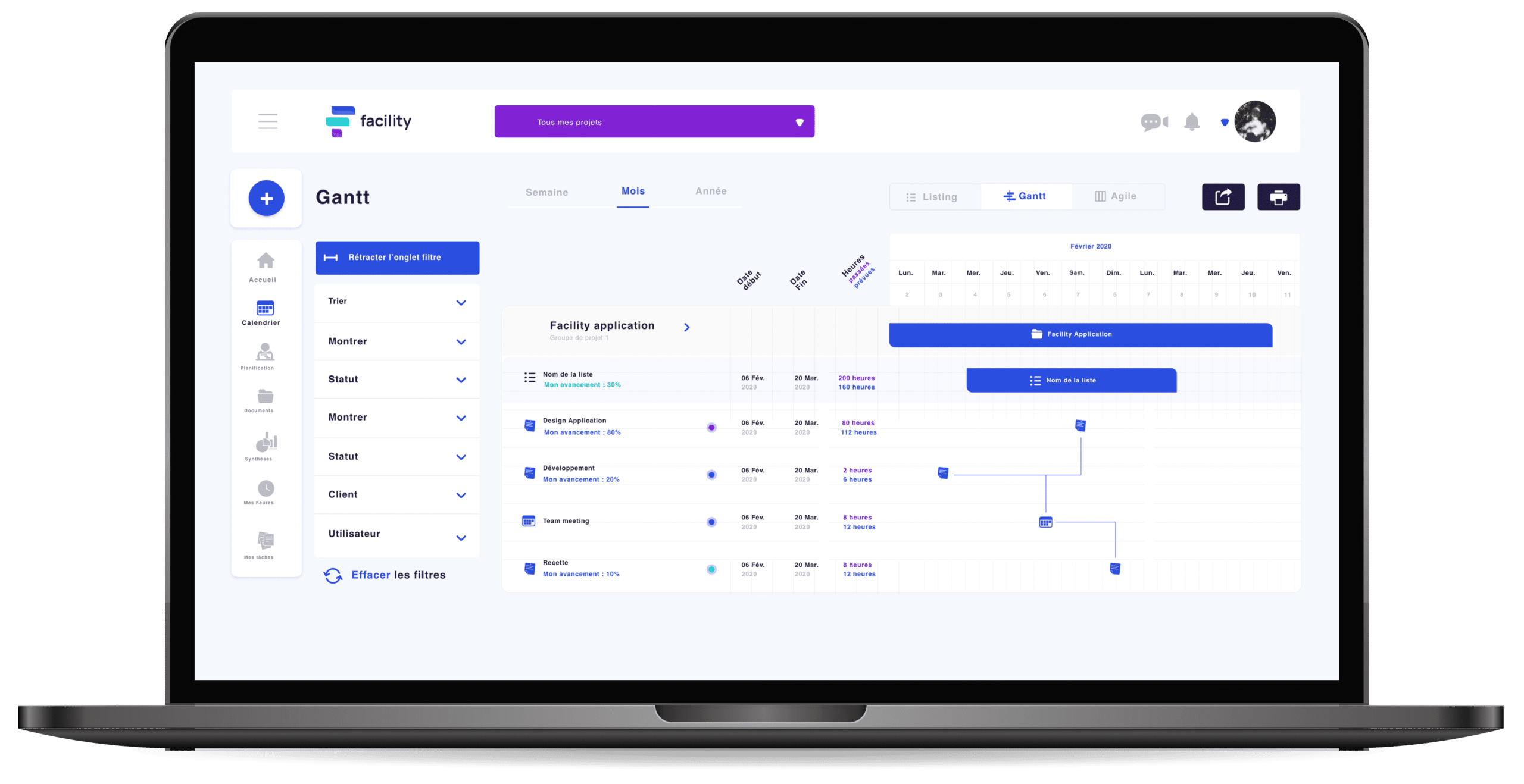 Logiciel gestion projets avec le Gantt pour visualiser